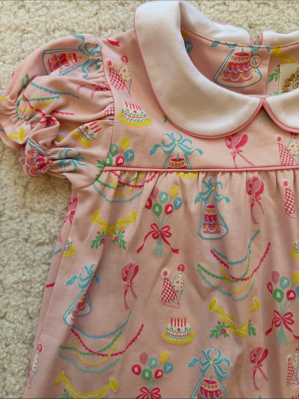 The Beaufort Bonnet Company Pink Party Print Peter Pan Collar Dress - Picture 3 of 5